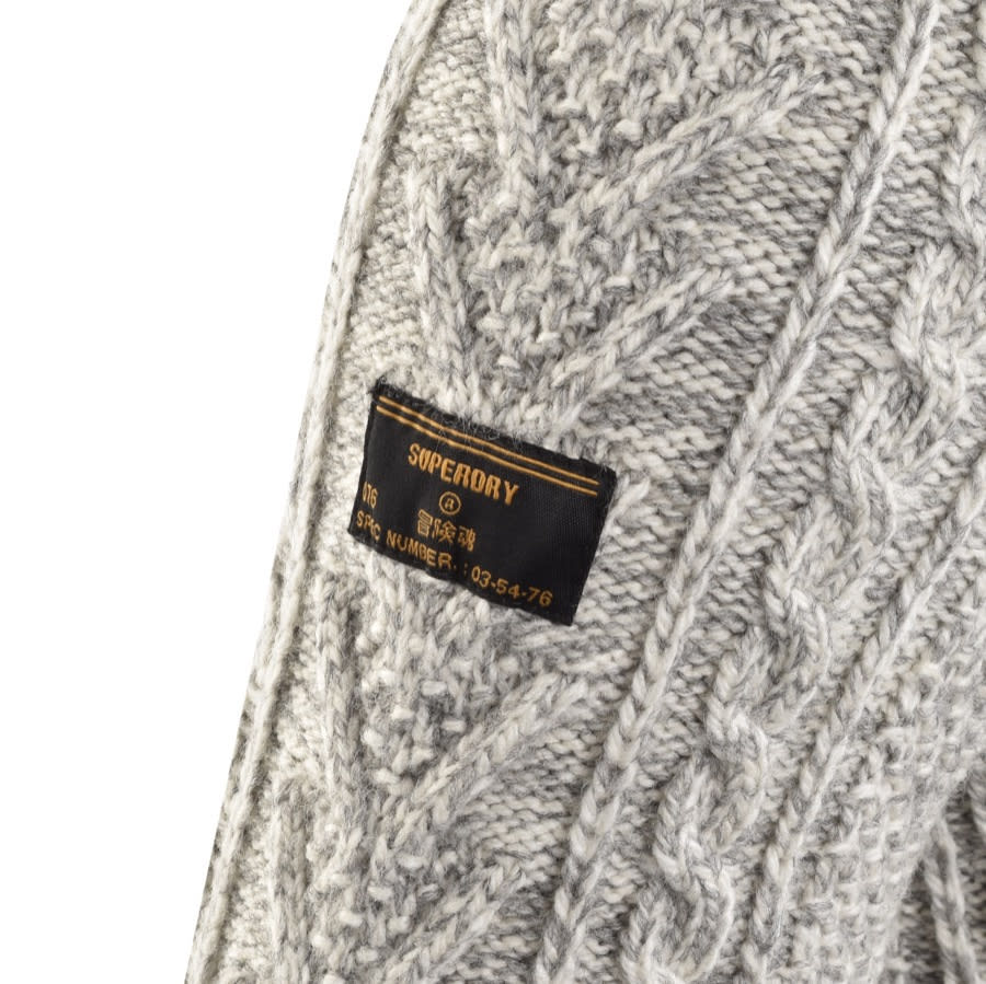 Alternative Image for ProductSuperdry Crew Neck Jacob Cable Knit Jumper Grey3